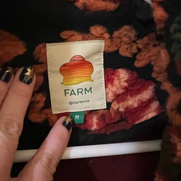 FARM Rio Womens Jungle Snake Fruit Black Apple size medium oversized coat - Picture 10 of 10